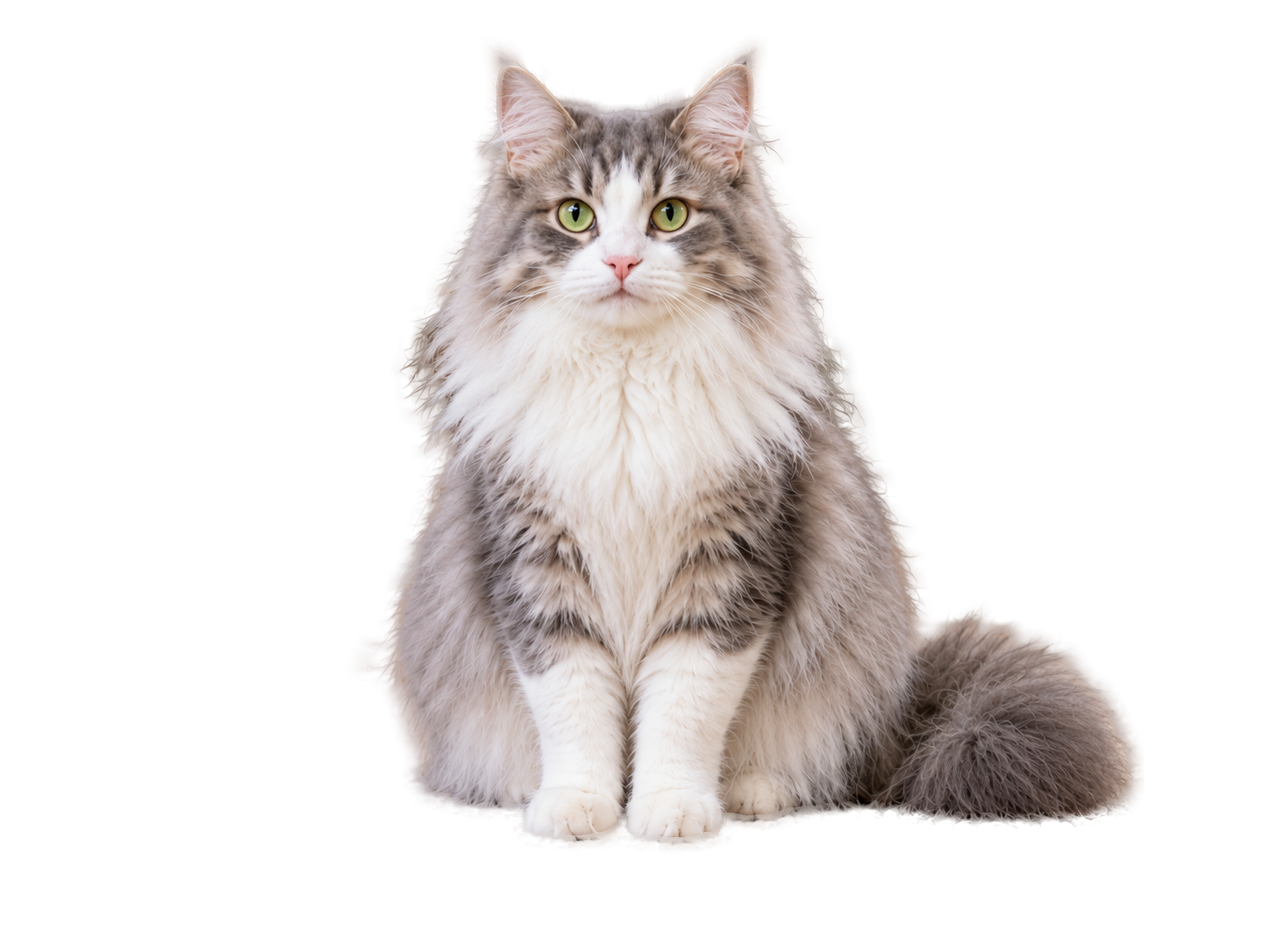 Long-haired cat, before and after background removal